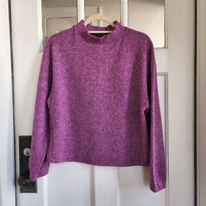 Zara Magenta Mock Turtleneck Boxy Fit Sweater